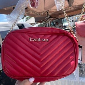 Y2K Bebe Red Quilted Crossbody Bag